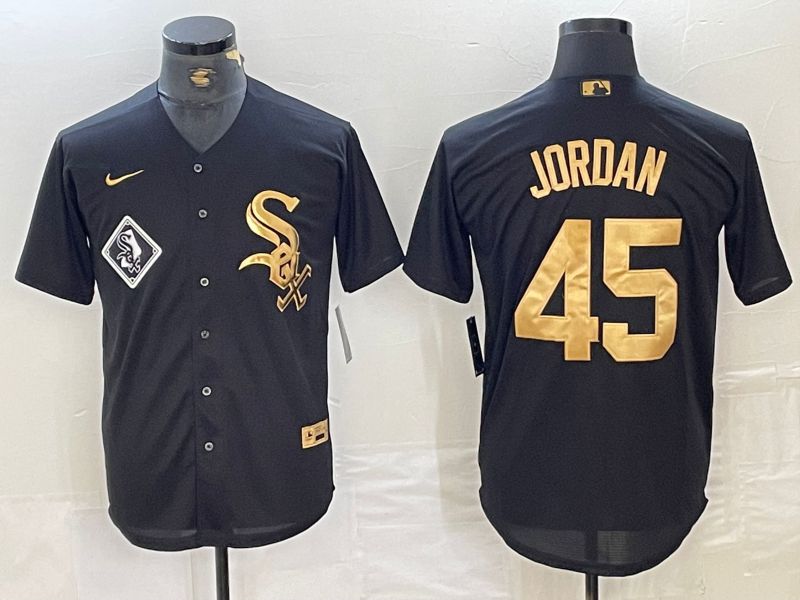 Men Chicago White Sox 45 Jordan Black gold #4 th generation Nike 2024 MLB Jersey style 2->los angeles lakers->NBA Jersey